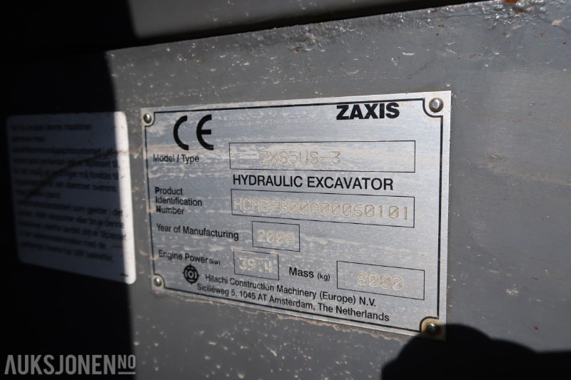 Excavator 2008 Hitachi ZX85US-3 - Sertifisert - nylig service: picture 18