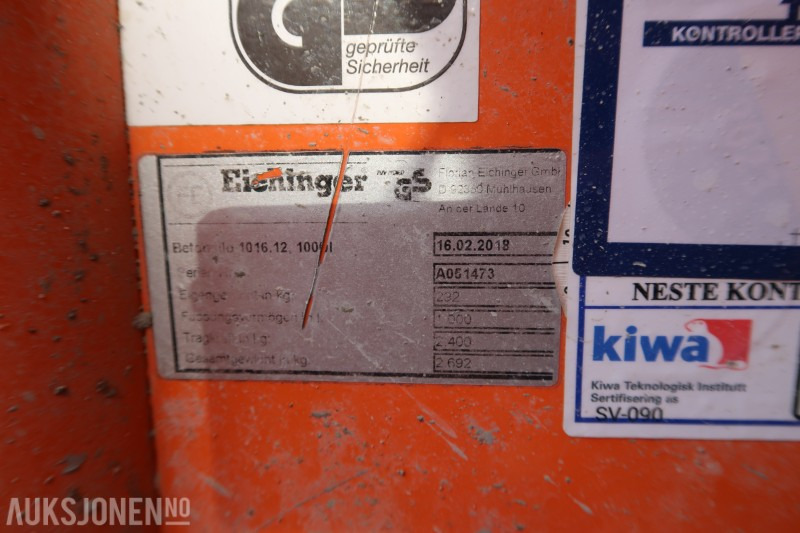 2018 Eichinger betongtobb 1000 liter / sertifisert til 03.26 - Construction equipment: picture 5 2018 Eichinger betongtobb 1000 liter / sertifisert til 03.26 - Construction equipment: picture 5
