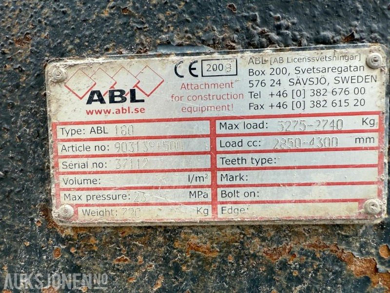 ABL 160 - Kranarm til Hjullaster - Hydraulisk - Store BM-Fester - Attachment for Construction machinery: picture 4 ABL 160 - Kranarm til Hjullaster - Hydraulisk - Store BM-Fester - Attachment for Construction machinery: picture 4