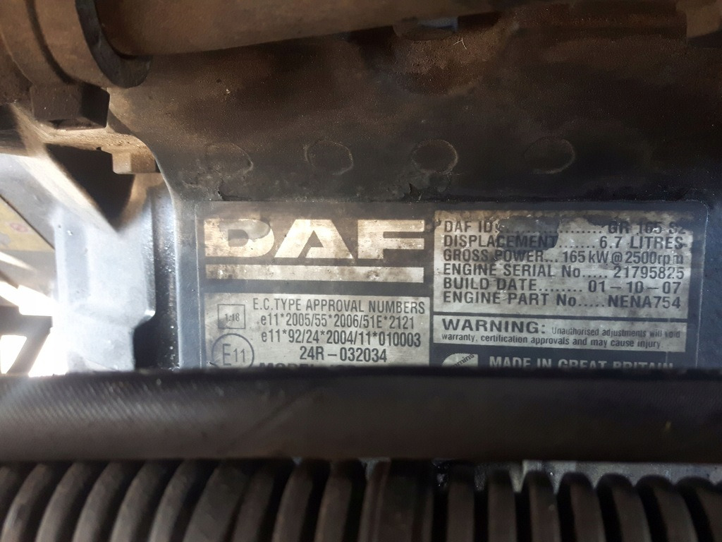 DAF GR165S2 DAF CF 4x2, LF truck - Engine for Truck: picture 1 DAF GR165S2 DAF CF 4x2, LF truck - Engine for Truck: picture 1