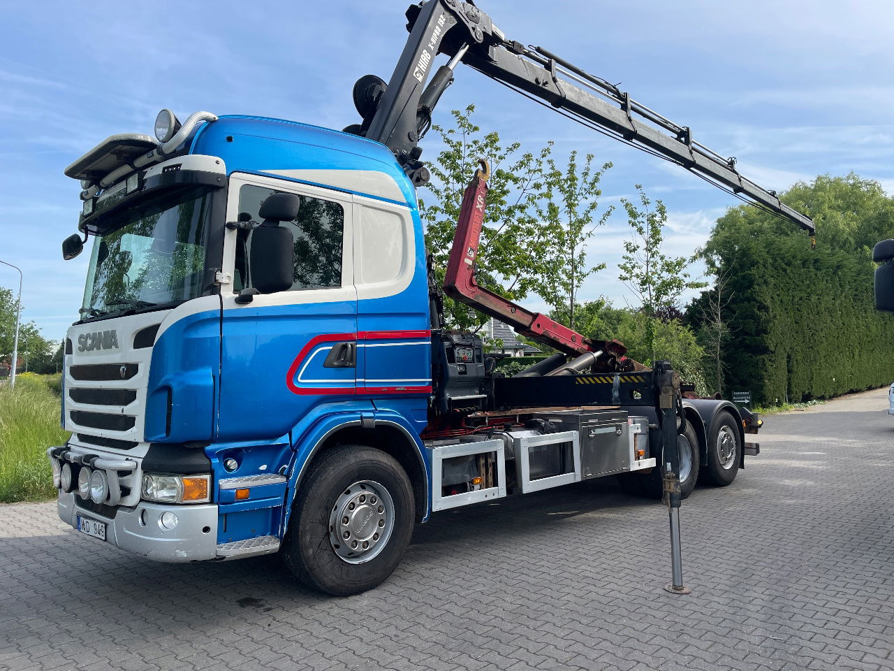 Container transporter/ Swap body truck, Crane truck Scania R480: picture 6