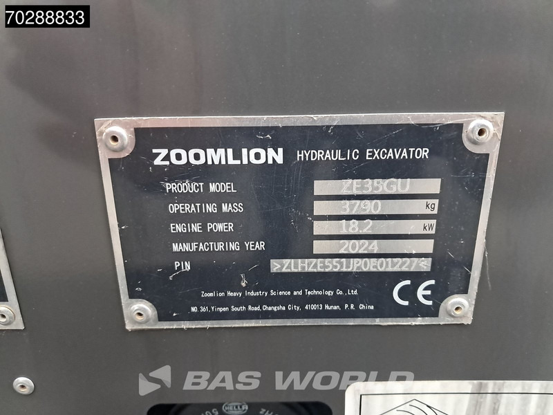 New Mini excavator Zoomlion ZE35 GU GARANTIE- KLIMAANLAGE– CE-ZERTIFIZIERT: picture 20 New Mini excavator Zoomlion ZE35 GU GARANTIE- KLIMAANLAGE– CE-ZERTIFIZIERT: picture 20