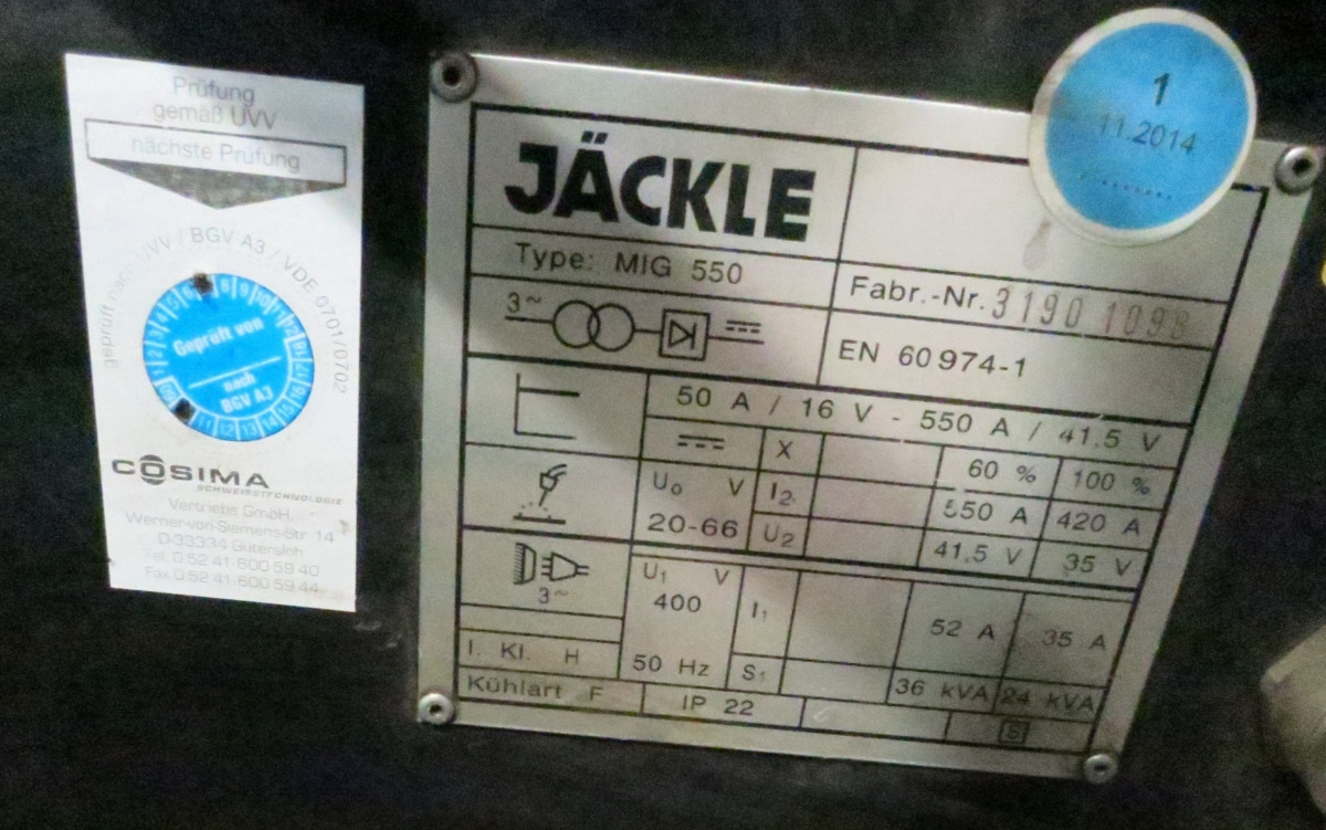 Jaeckle MIG 550 - Welding equipment: picture 2 Jaeckle MIG 550 - Welding equipment: picture 2