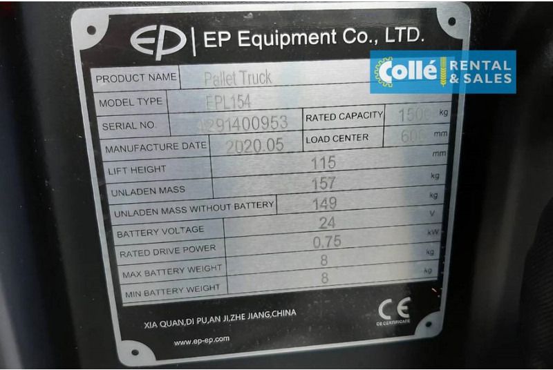 New Pallet truck EP EPL 154 (1500 KG) | 2020: picture 12