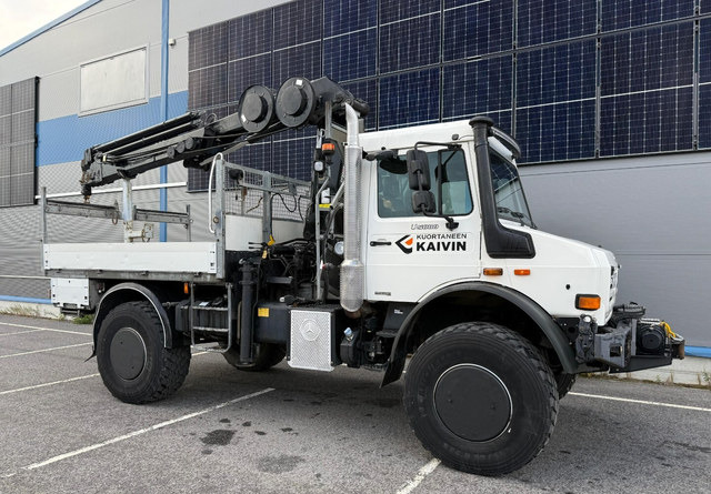 Dropside/ Flatbed truck, Crane truck Mercedes-BenzUnimog U5000 + Hiab 099 E-4: picture 7