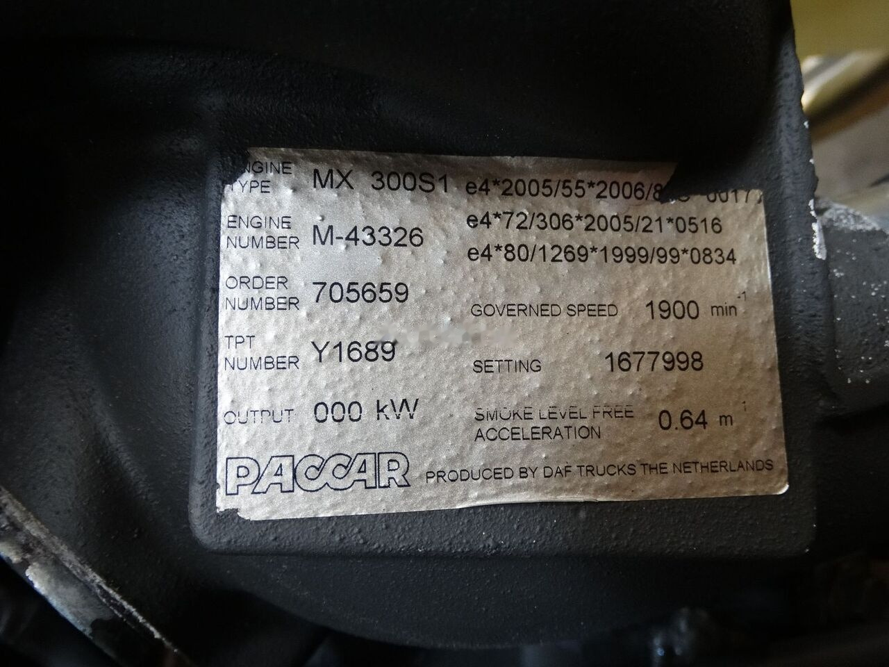 DAF MX300S1 410 DAF XF 105 - Engine for Truck: picture 5 DAF MX300S1 410 DAF XF 105 - Engine for Truck: picture 5