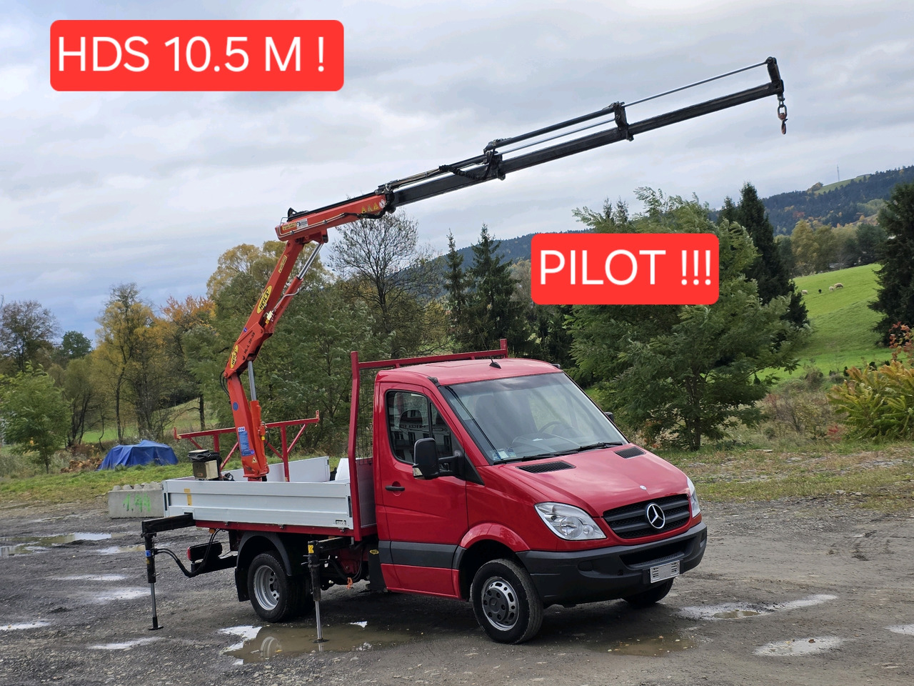 Mercedes-Benz Sprinter 418 CDI Skrzynia +HDS 10.5 M +Pilot  ! 87000km ! - Flatbed van: picture 1 Mercedes-Benz Sprinter 418 CDI Skrzynia +HDS 10.5 M +Pilot  ! 87000km ! - Flatbed van: picture 1