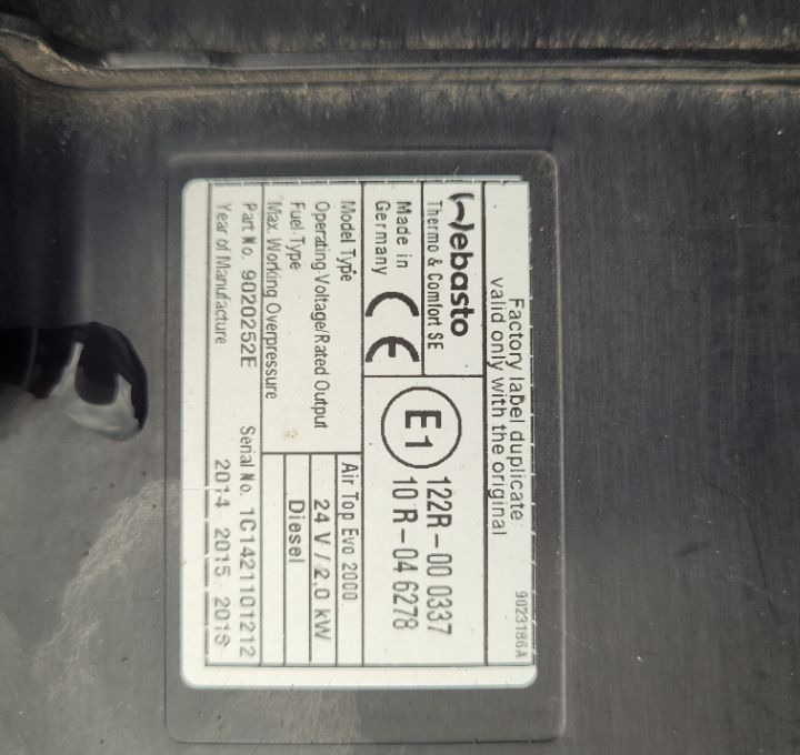 WEBASTO RENAULT RANGE T ORYGINAL - Heating/ Ventilation for Truck: picture 2 WEBASTO RENAULT RANGE T ORYGINAL - Heating/ Ventilation for Truck: picture 2