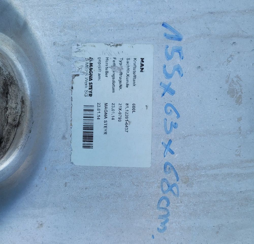 ZBIORNIK PALIWA MAN TGX TGS 600 81.12201-6437 155X63X68 - Fuel tank for Truck: picture 4 ZBIORNIK PALIWA MAN TGX TGS 600 81.12201-6437 155X63X68 - Fuel tank for Truck: picture 4