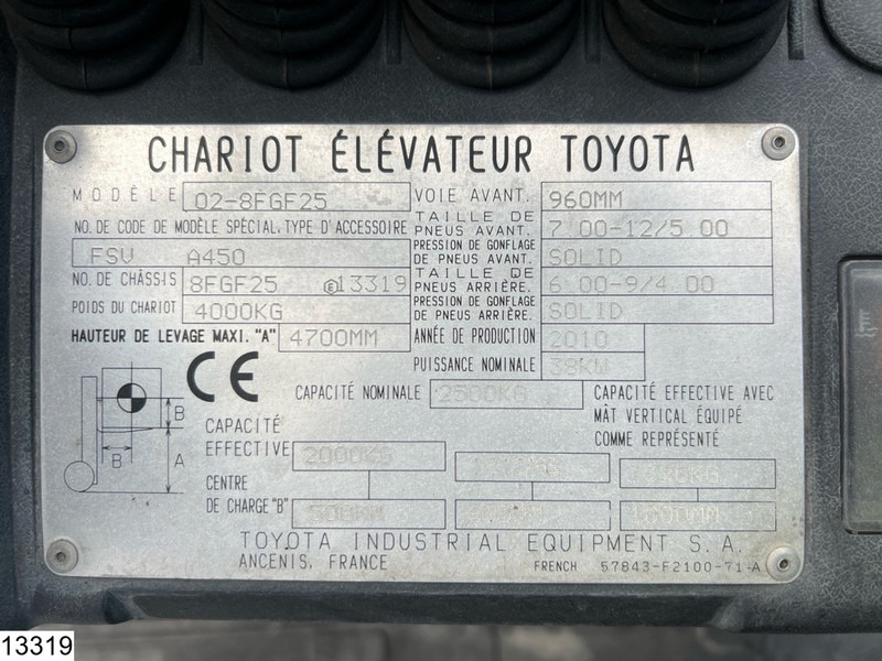 Toyota 8 FGF 25 2.500 KG - LPG forklift: picture 5 Toyota 8 FGF 25 2.500 KG - LPG forklift: picture 5