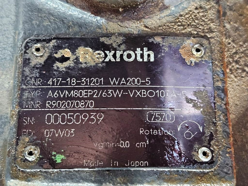 Komatsu WA200-5-Rexroth A6VM80EP2/63W-Drive motor/Rijmotor - Hydraulics for Construction machinery: picture 5 Komatsu WA200-5-Rexroth A6VM80EP2/63W-Drive motor/Rijmotor - Hydraulics for Construction machinery: picture 5