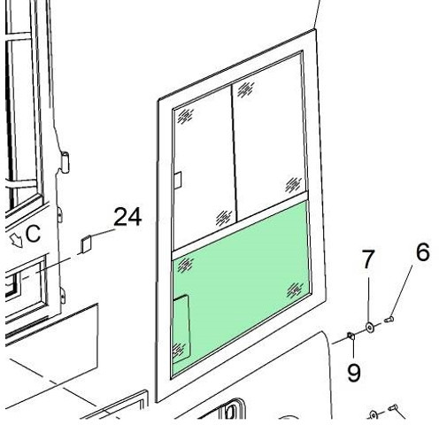 Terex Schaeff TL/SKL-5388665451-Window/Scheibe/Ruit - Cab and interior for Construction machinery: picture 2 Terex Schaeff TL/SKL-5388665451-Window/Scheibe/Ruit - Cab and interior for Construction machinery: picture 2