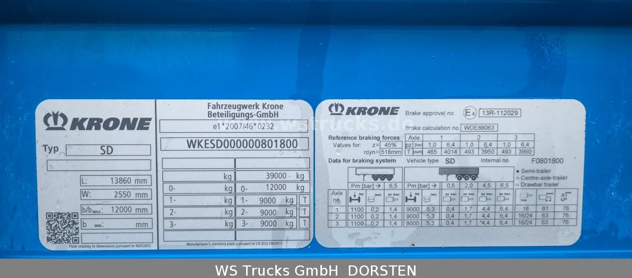 Krone SD 27 Planauflieger mit Edscha | ABS, EBS, XL - Curtainsider semi-trailer: picture 3 Krone SD 27 Planauflieger mit Edscha | ABS, EBS, XL - Curtainsider semi-trailer: picture 3