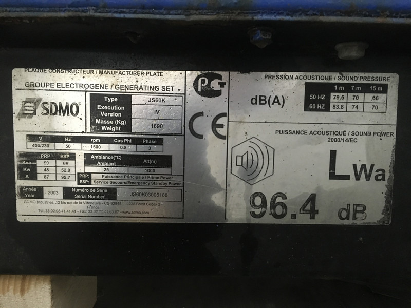 Generator set John Deere 4045TF120 GENERATOR 60 KVA USED: picture 8