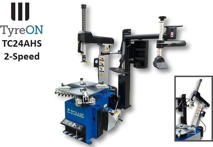 TC24AHS Heavy duty tyre changer with tilting column - Multi-functional assist arm - 8 airboosters - High speed filling machine - Mounting head pneumatically locked - 2Speed 7+13 rpm - 400V - Workshop equipment: picture 1 TC24AHS Heavy duty tyre changer with tilting column - Multi-functional assist arm - 8 airboosters - High speed filling machine - Mounting head pneumatically locked - 2Speed 7+13 rpm - 400V - Workshop equipment: picture 1