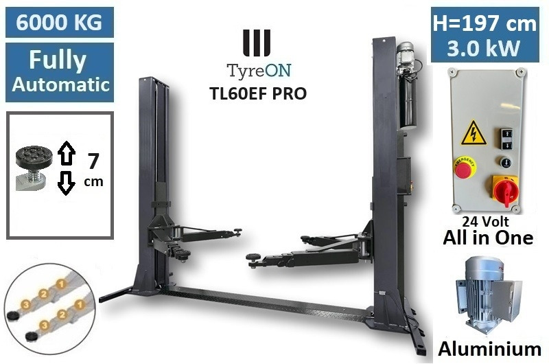 TL60EF PRO 2 post lift 6 Tonnes - Fully automatic with base reinforcement kit - Workshop equipment: picture 1 TL60EF PRO 2 post lift 6 Tonnes - Fully automatic with base reinforcement kit - Workshop equipment: picture 1