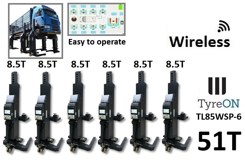 TL85WSP-6 51T wireless - 6 x 8,5 T - battery 24V DC / 3 kW per column - Workshop equipment: picture 1 TL85WSP-6 51T wireless - 6 x 8,5 T - battery 24V DC / 3 kW per column - Workshop equipment: picture 1