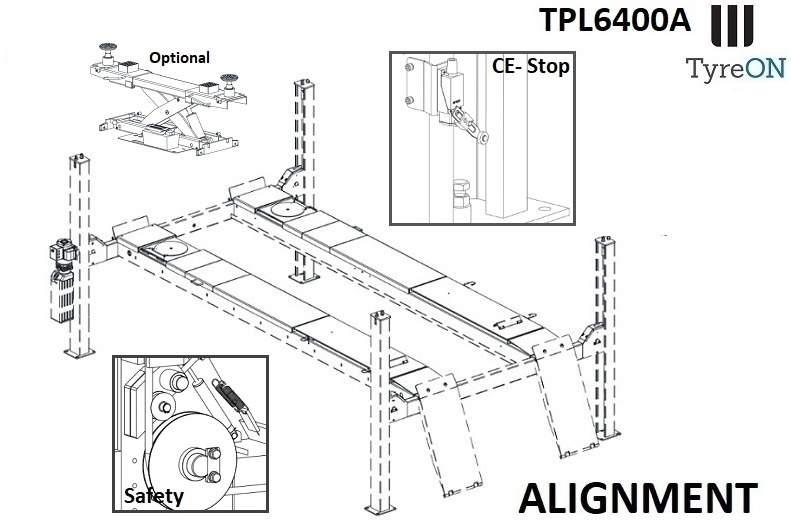 TPL6400A 4 post alignment lift - 5,2 m runways - 6.4T - Workshop equipment: picture 2 TPL6400A 4 post alignment lift - 5,2 m runways - 6.4T - Workshop equipment: picture 2