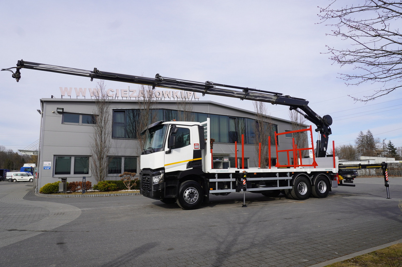 RENAULT C430 / HIAB 244 EP-5 HIDUO crane 8400 kg 15 m / Platform with stanchions - Forestry trailer: picture 5 RENAULT C430 / HIAB 244 EP-5 HIDUO crane 8400 kg 15 m / Platform with stanchions - Forestry trailer: picture 5