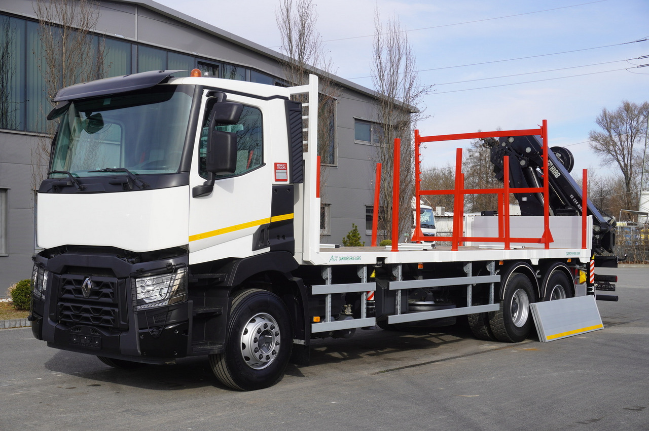 RENAULT C430 / HIAB 244 EP-5 HIDUO crane 8400 kg 15 m / Platform with stanchions - Forestry trailer: picture 4 RENAULT C430 / HIAB 244 EP-5 HIDUO crane 8400 kg 15 m / Platform with stanchions - Forestry trailer: picture 4
