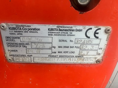 Mini excavator KUBOTA U17-3: picture 8