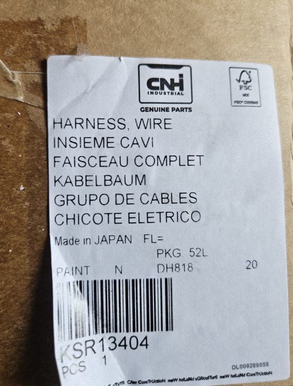 Case KSR13404 - KHR29440 - Cables/ Wire harness for Construction machinery: picture 1 Case KSR13404 - KHR29440 - Cables/ Wire harness for Construction machinery: picture 1