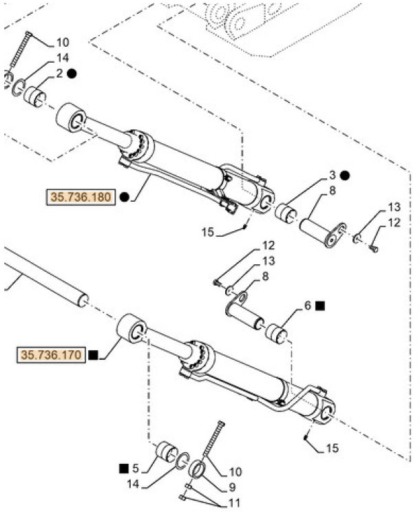 Case KWV14460 - KWV14450 RH - Hydraulic cylinder for Construction machinery: picture 1 Case KWV14460 - KWV14450 RH - Hydraulic cylinder for Construction machinery: picture 1