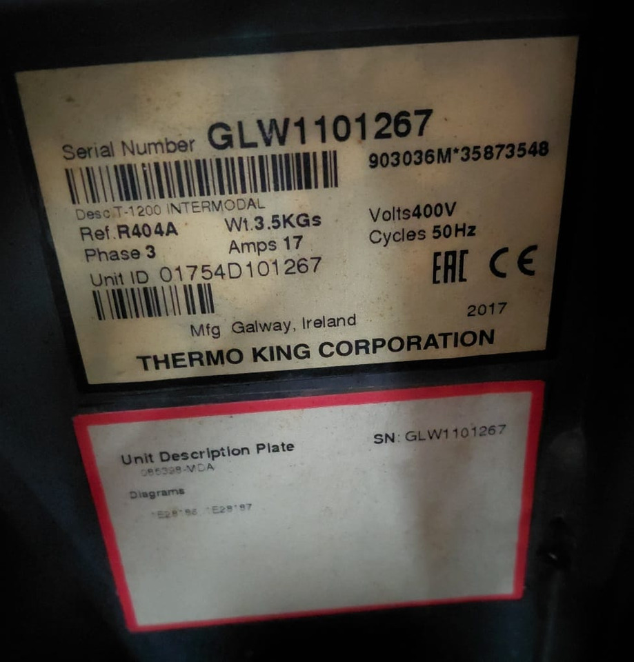 Thermo King T-1200 S/N : GLW1101267 - Refrigerator unit: picture 2 Thermo King T-1200 S/N : GLW1101267 - Refrigerator unit: picture 2