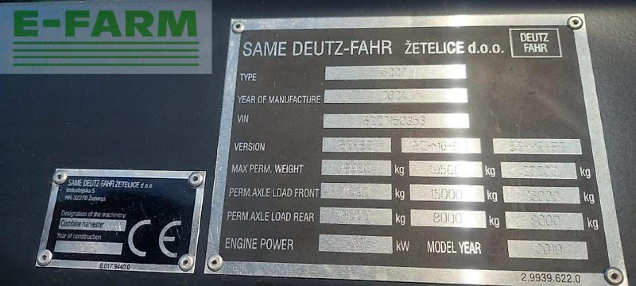Combine harvester Deutz-Fahr 7206 ts extra power (deutz motor): picture 23 Combine harvester Deutz-Fahr 7206 ts extra power (deutz motor): picture 23