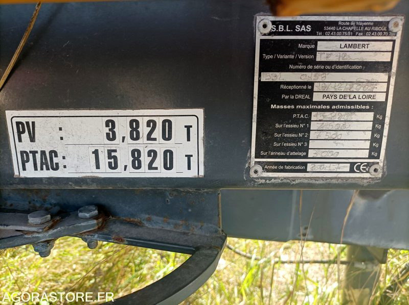 Remorque TP12 Lambert - Agricultural machinery: picture 3 Remorque TP12 Lambert - Agricultural machinery: picture 3