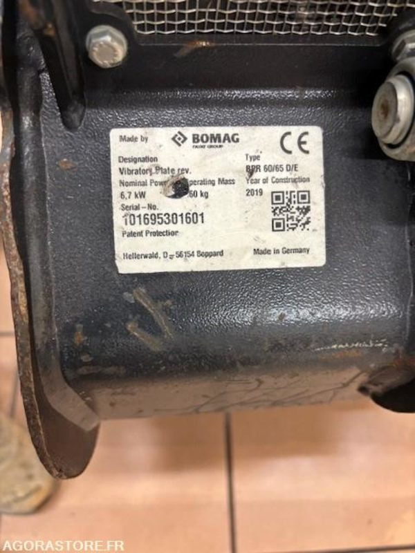 LOT DE 2 PLAQUES BOMAG BPR 60/65D/E ET BPR45/55D 2019 ET 2022 - Vibratory plate: picture 1 LOT DE 2 PLAQUES BOMAG BPR 60/65D/E ET BPR45/55D 2019 ET 2022 - Vibratory plate: picture 1