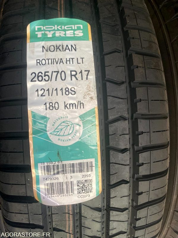 LOT DE 24 PNEUS NOKIAN ROTIIVA HT LT 265/70R17C 121/118S DOT 2016 (T429326) - Tire: picture 1 LOT DE 24 PNEUS NOKIAN ROTIIVA HT LT 265/70R17C 121/118S DOT 2016 (T429326) - Tire: picture 1
