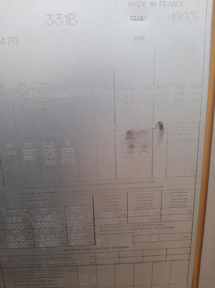 Potain GTMR 331B - Self-erecting tower crane: picture 1 Potain GTMR 331B - Self-erecting tower crane: picture 1