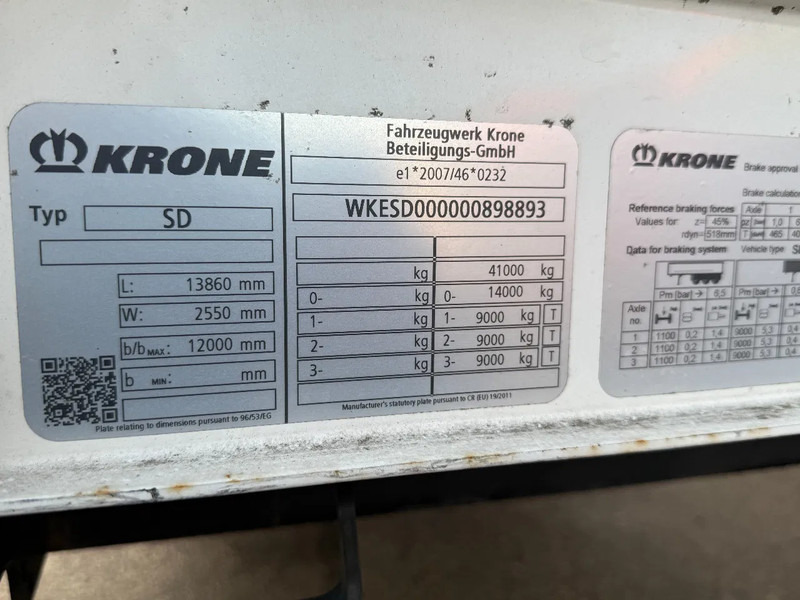 Curtainsider semi-trailer Krone SD - 3 AXLE - DISC BRAKES + SLIDING ROOF: picture 14