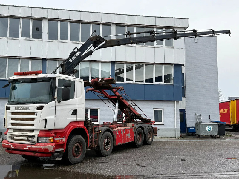 Scania R500 V8 8X4 + HIAB 220-5 + REMOTE + CABLELIFT - FULL STEEL SUSP. MANUAL GEAR. BIG AXLES - Cable system truck, Crane truck: picture 1 Scania R500 V8 8X4 + HIAB 220-5 + REMOTE + CABLELIFT - FULL STEEL SUSP. MANUAL GEAR. BIG AXLES - Cable system truck, Crane truck: picture 1