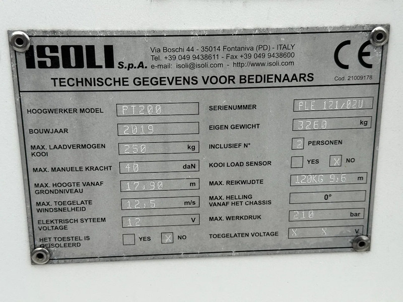 Van Nissan NT400 EURO 6 + ISOLI PT200 - AERIAL PLATFORM - ONLY 25.892 KM: picture 11 Van Nissan NT400 EURO 6 + ISOLI PT200 - AERIAL PLATFORM - ONLY 25.892 KM: picture 11