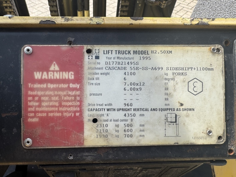 LPG forklift Hyster H2.50XM Triplo 470 Freelift / Sideshift LPG 1995: picture 15