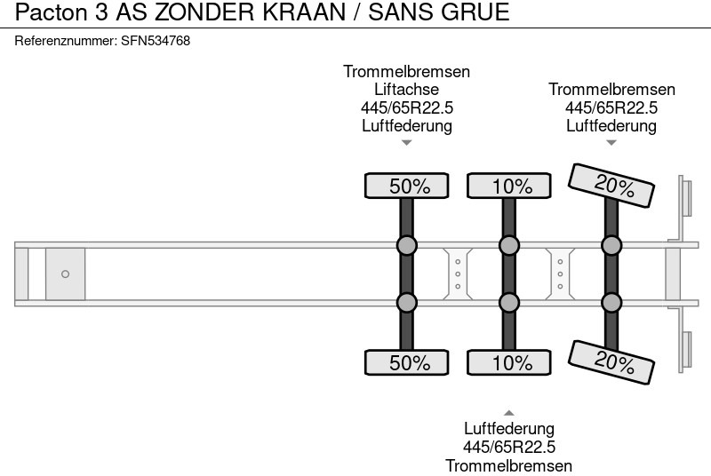 Dropside/ Flatbed semi-trailer Pacton 3 AS ZONDER KRAAN / SANS GRUE: picture 13
