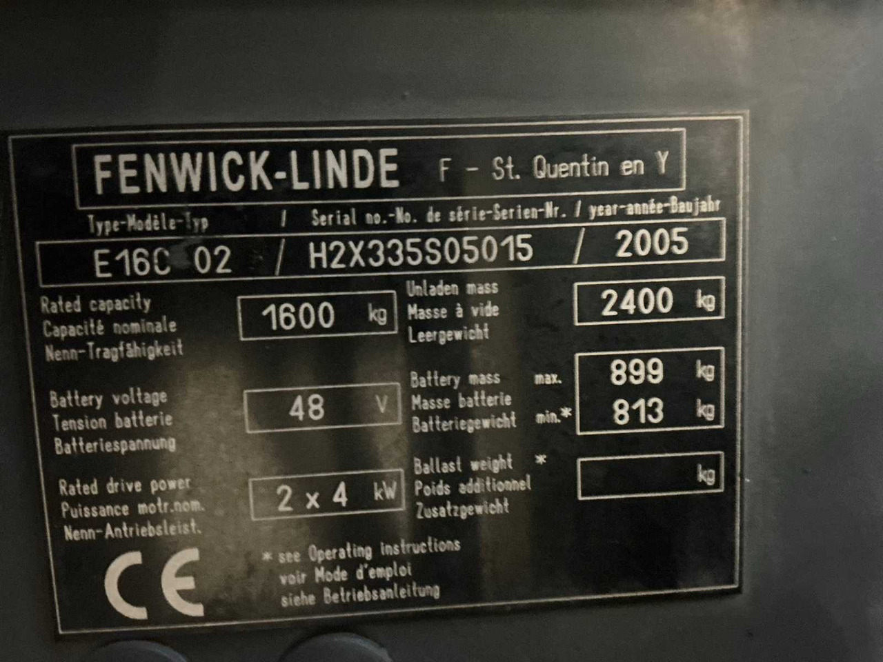 2005 LINDE-FENWICK E16C-02 FORKLIFT - Forklift: picture 1 2005 LINDE-FENWICK E16C-02 FORKLIFT - Forklift: picture 1