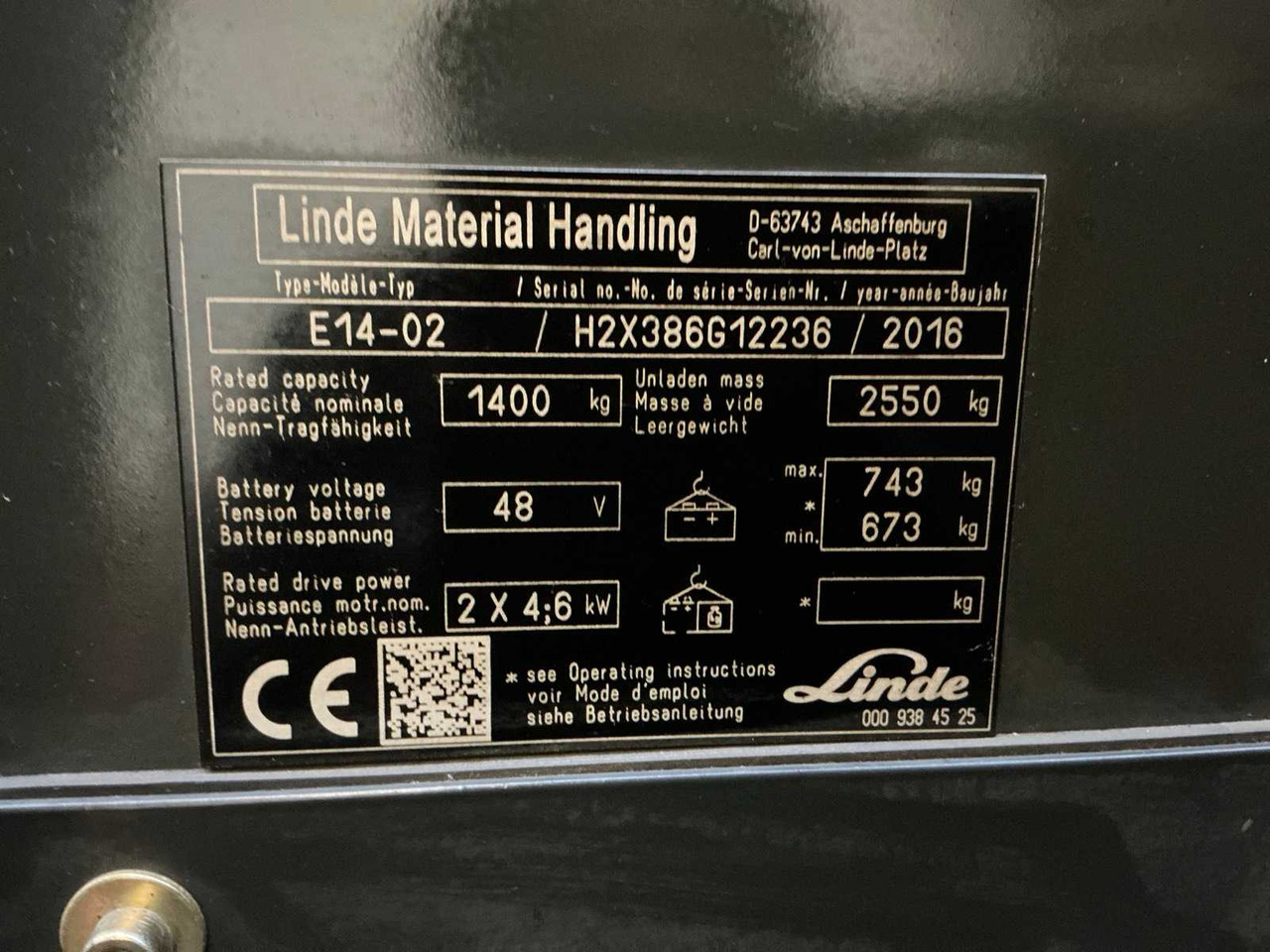 2016 LINDE E14-02 FORKLIFT TRUCK - Forklift: picture 3 2016 LINDE E14-02 FORKLIFT TRUCK - Forklift: picture 3