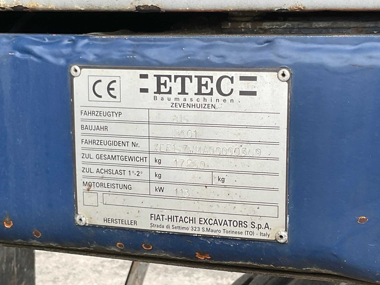 Wheel excavator Fiat Hitachi Etec 815B: picture 34