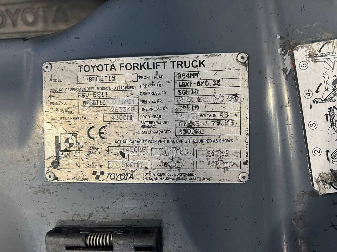 TOYOTA - 2015 - 8FBET15 - FORKLIFT TRUCK - Forklift: picture 5 TOYOTA - 2015 - 8FBET15 - FORKLIFT TRUCK - Forklift: picture 5