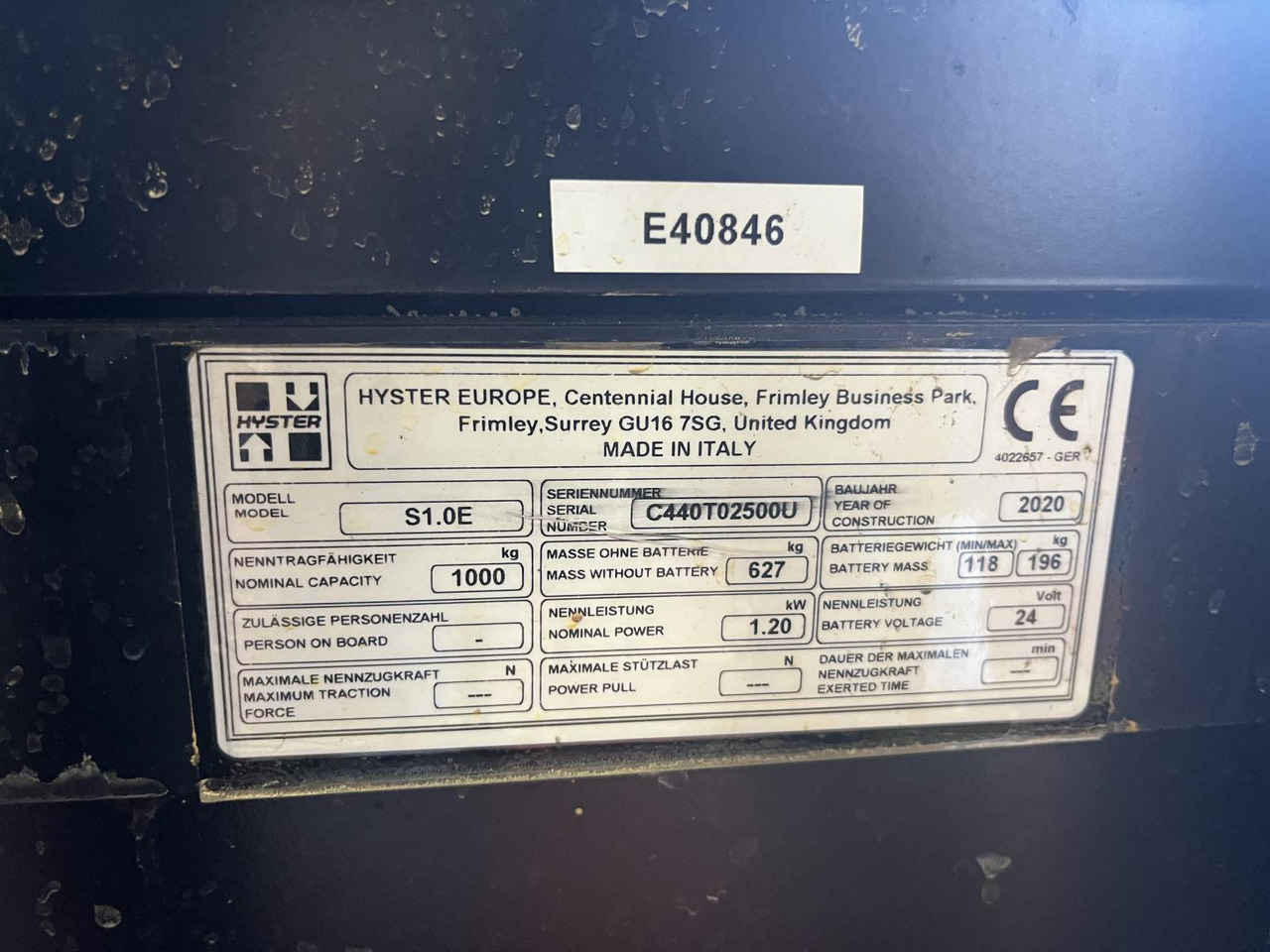 Hyster S 1.0 E - Stacker: picture 3 Hyster S 1.0 E - Stacker: picture 3