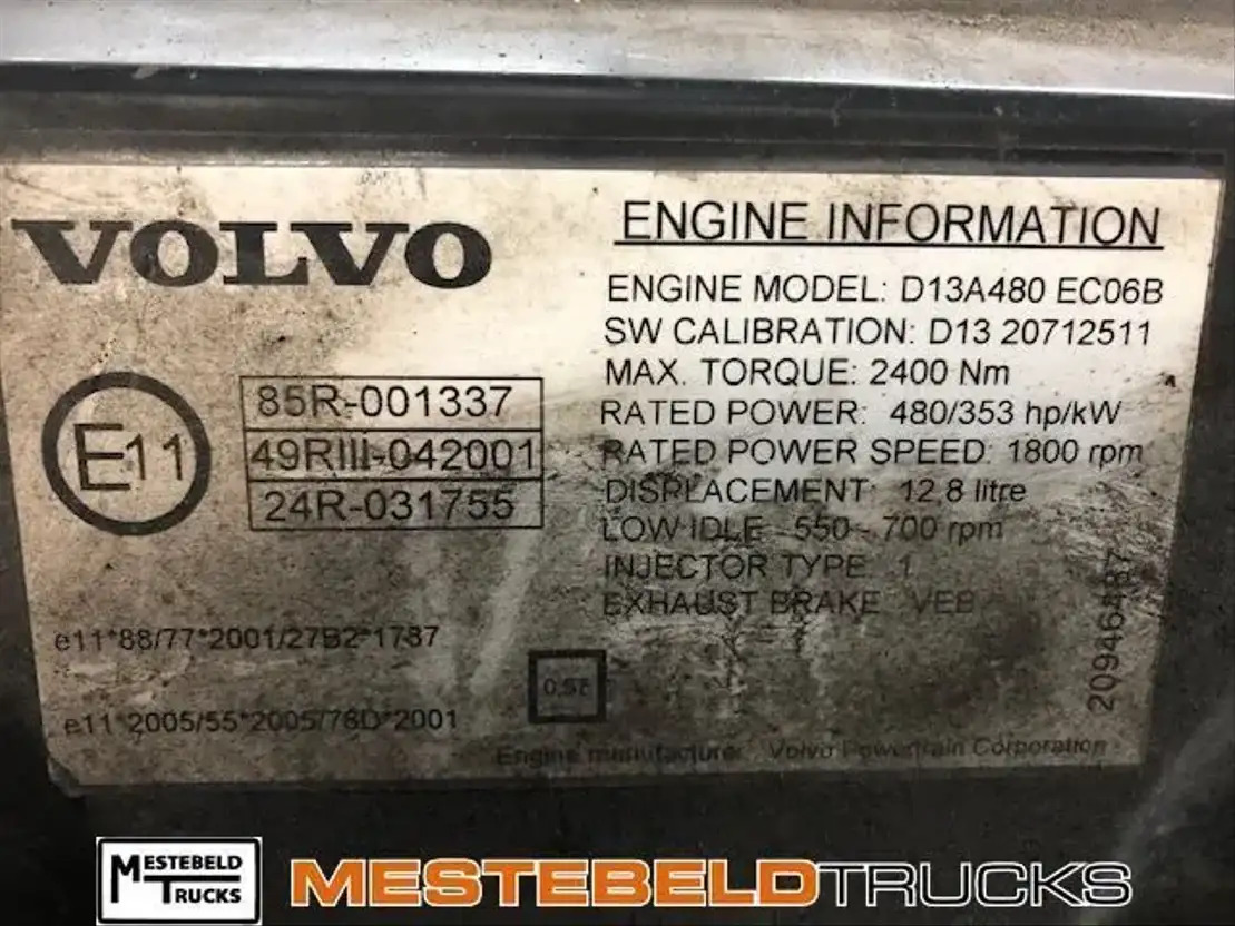 Volvo Motor D13A 480 EC6B - Engine for Truck: picture 5 Volvo Motor D13A 480 EC6B - Engine for Truck: picture 5