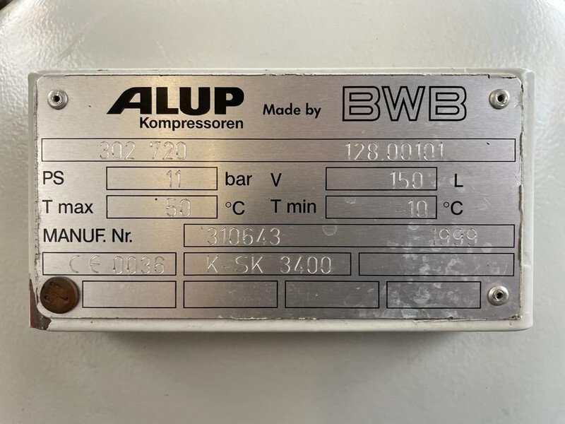 Alup 2.2 kW 240 L / min 10 Bar Elektrische Zuigercompressor op ketel - Air compressor: picture 5 Alup 2.2 kW 240 L / min 10 Bar Elektrische Zuigercompressor op ketel - Air compressor: picture 5