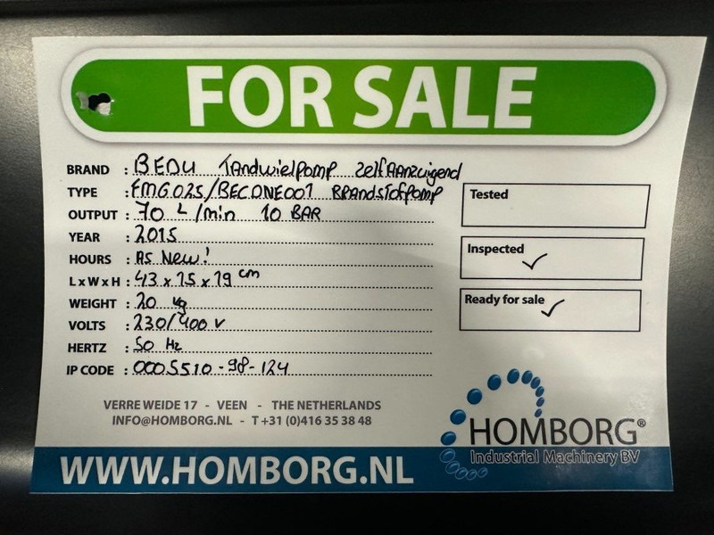 Water pump BEDU FMG025/BECDNE001 Tandwielpomp Zelfaanzuigend Brandstofpomp 70 L / min 10 Bar: picture 9