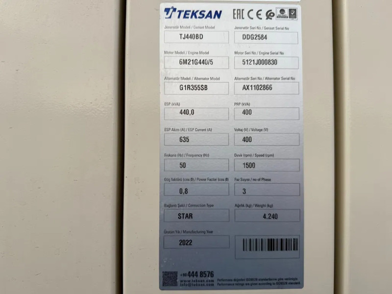 Baudouin Teksan 440 kVA Silent Noodstroom Generatorset Overstock ! New ! Surplus - Generator set: picture 5 Baudouin Teksan 440 kVA Silent Noodstroom Generatorset Overstock ! New ! Surplus - Generator set: picture 5