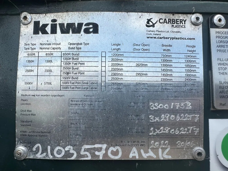 Carbery 5500 V Dubbelwandige Dieseltank 5700 liter met 230 V pompset New ! Overstock - Shipping container: picture 4 Carbery 5500 V Dubbelwandige Dieseltank 5700 liter met 230 V pompset New ! Overstock - Shipping container: picture 4