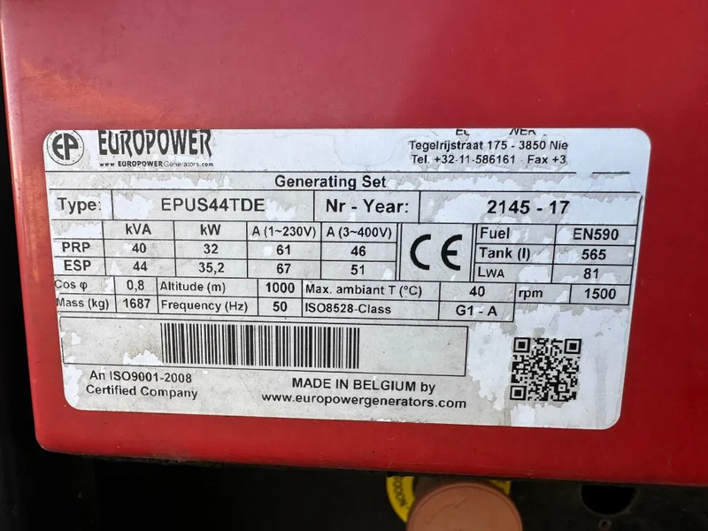 Europower EPUS44TDE Kubota Leroy Somer 44 kVA Supersilent Rental generatorset - Generator set: picture 5 Europower EPUS44TDE Kubota Leroy Somer 44 kVA Supersilent Rental generatorset - Generator set: picture 5