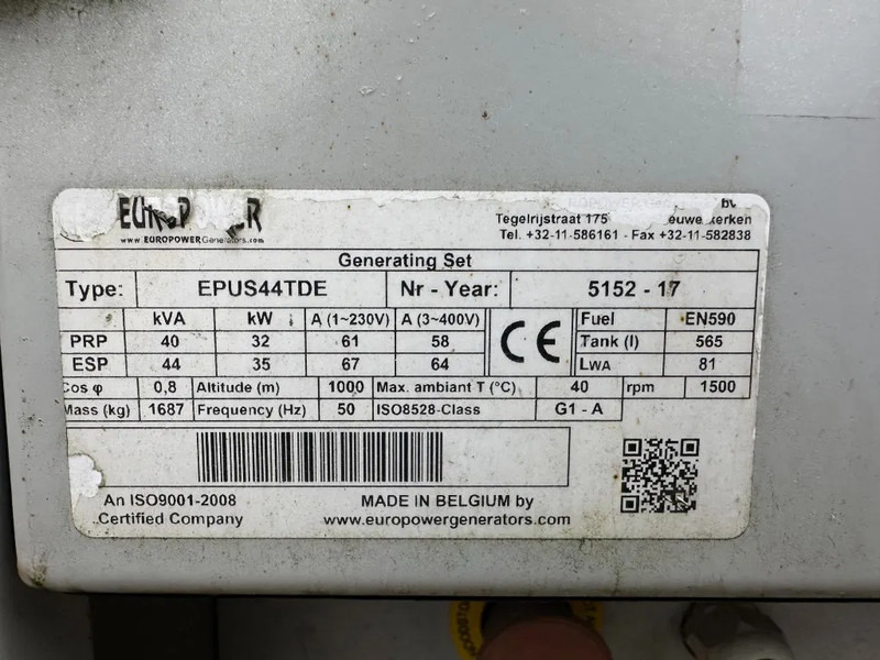 Europower EPUS44TDE Kubota leroy Somer 44 kVA Supersilent Rental generatorset - Generator set: picture 5 Europower EPUS44TDE Kubota leroy Somer 44 kVA Supersilent Rental generatorset - Generator set: picture 5